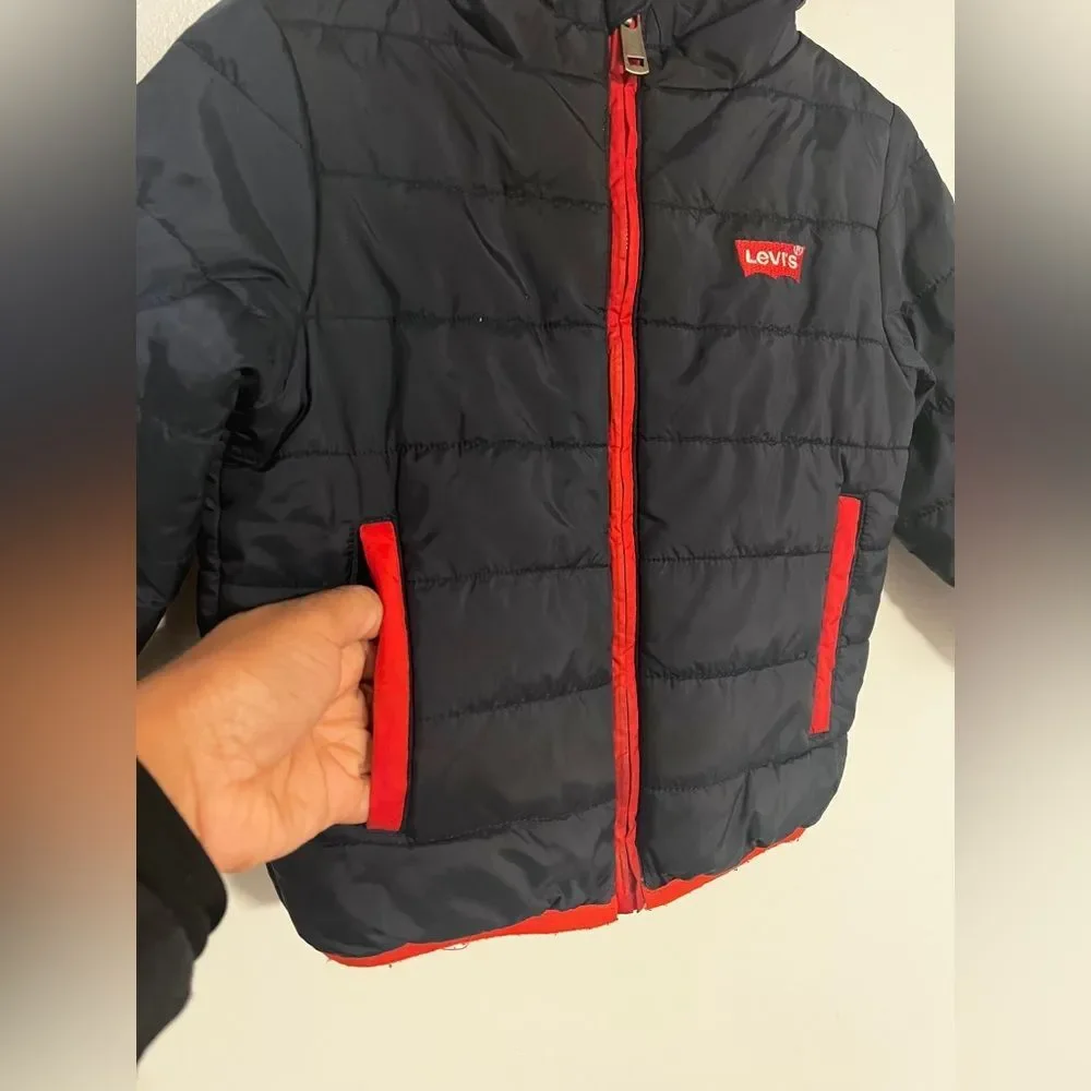 Levi's Toddler Boy Navy Blue Logo Puffer Jacket Coat Sz 2T